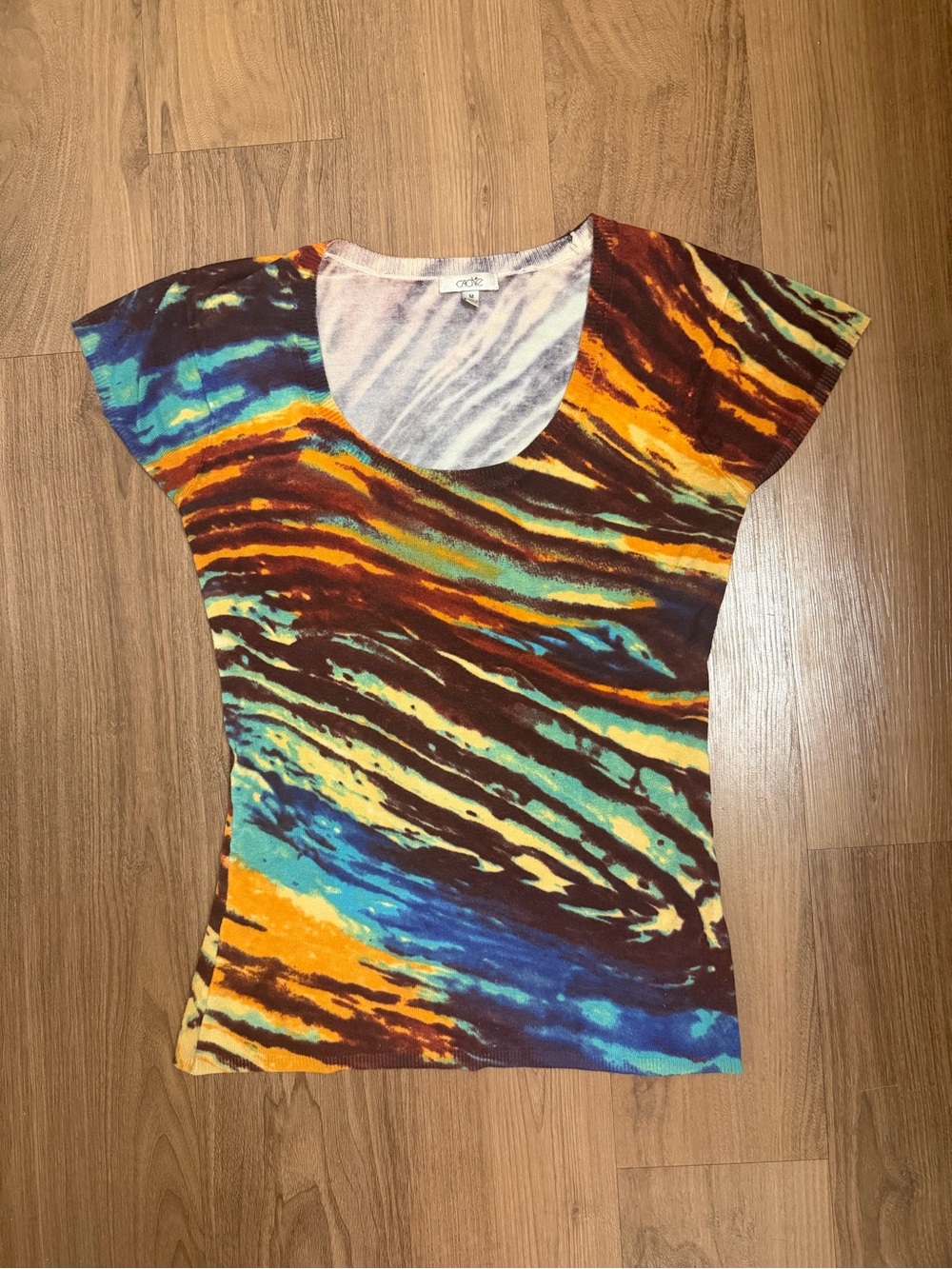 Vintage Cache Abstract Dyed Knit Short Sleeve Tee